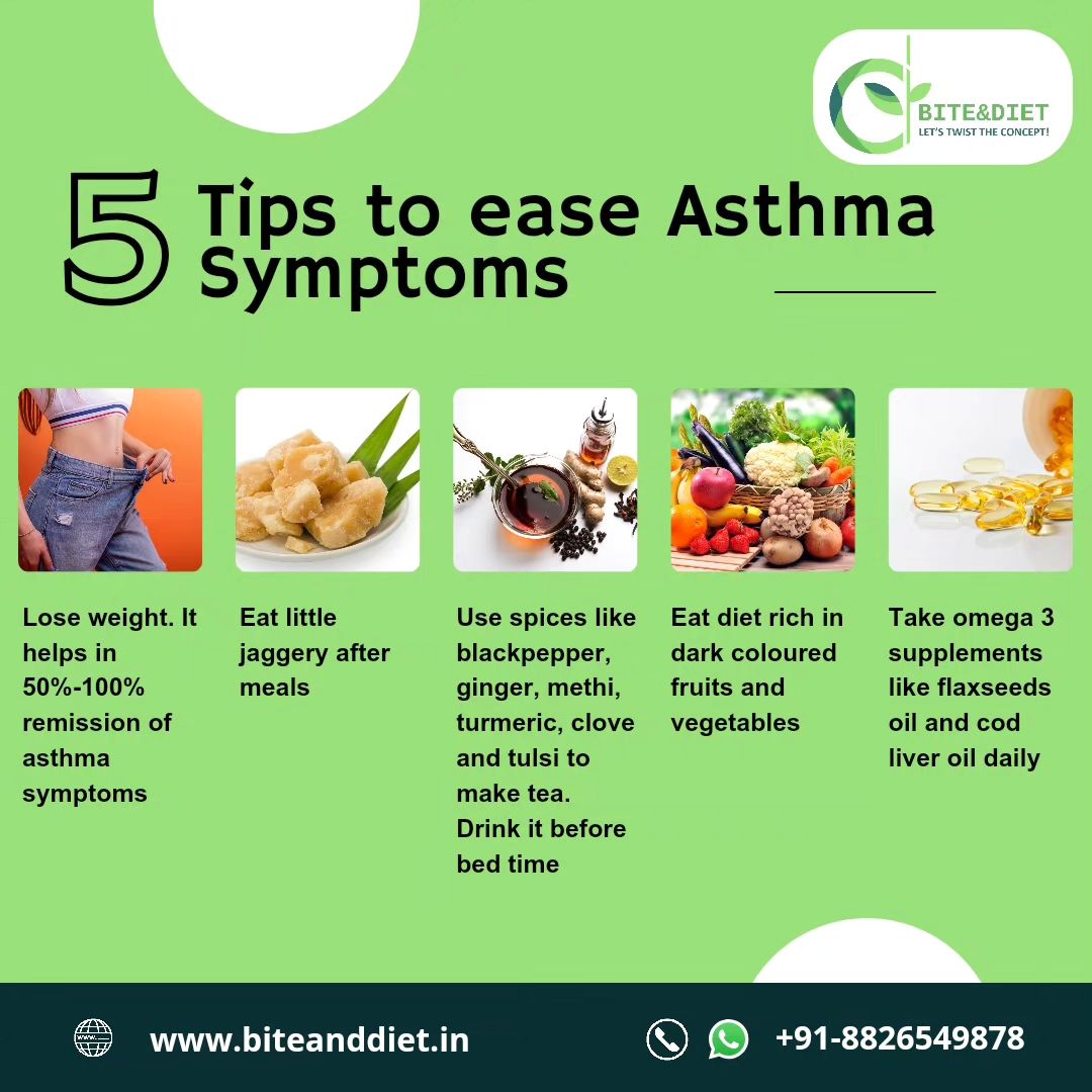 5 Tips to Ease Asthma Symptoms Lose weight: It helps in 50%-100% remission of asthma symptoms.Eat a ...